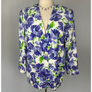 Vintage Orvis Blazer Jacket Plus Size 20 White Purple Floral Spring Romantic